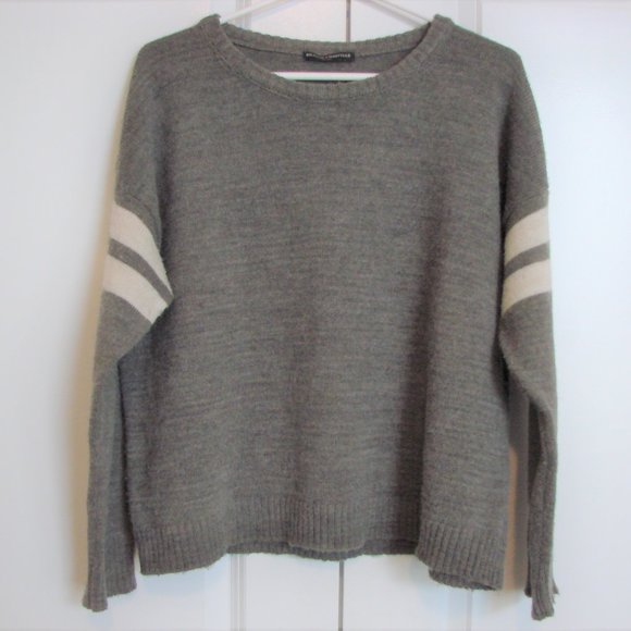 Brandy Melville Brown Cream Stripe Oversiz Sweater